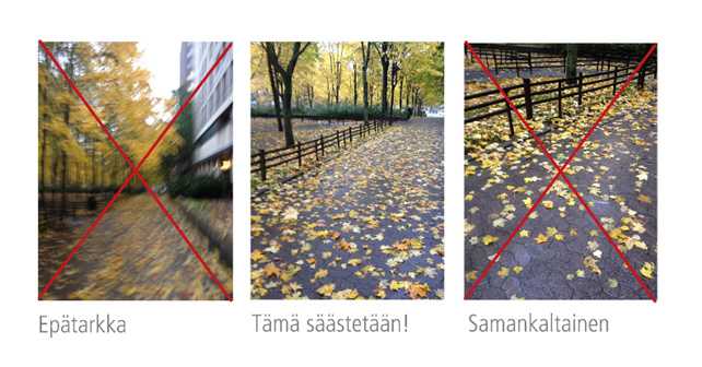 Valitse ja poista epäonnistuneet kuvat 2. Valitse ja poista selkeästi epäonnistuneet kuvat.