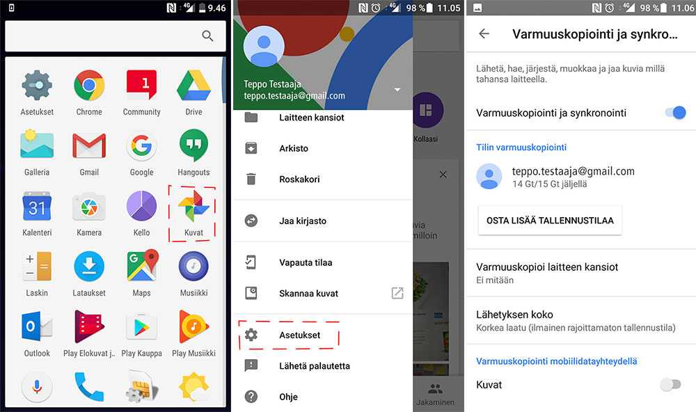 Varmuuskopiointi päälle Android-laitteella Varmuuskopiointi päälle Android-laitteella