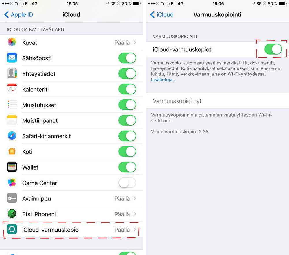 Varmuuskopiointi päälle IOS-laitteilla Varmuuskopiointi päälle IOS-laitteilla